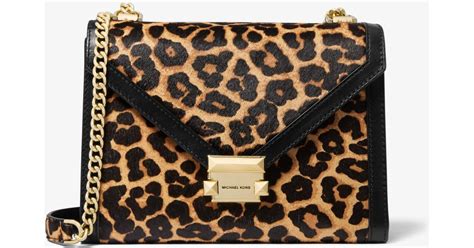 michael kors whitney leopard bag|michaelkhorsbeigecolorleatherquiltedlookchainandleatherstrap.